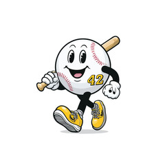 Walking Baseball cartoon mascot illustration design character vector- Adobe Illustrator Artwork