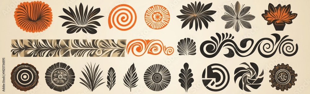 Poster mobilemodern offers a collection of linear frames and borders, featuring abstract design elements su