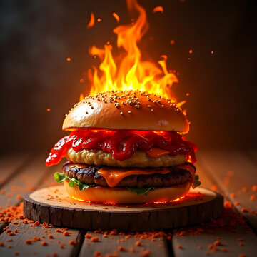 hamburger, Cheeseburger close up with fresh and tasty cheddar cream. with fries isolated hot, craving