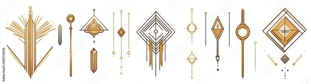 Poster a contemporary set square featuring design elements and illustrations in a simple linear style, incl