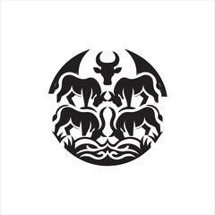 create Ox Silhouette Vector with white background 