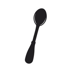 Simple Black And White Spoon Vector Illustration Kitchen Utensil Design Element.