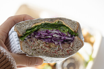 Sandwiche with crab meat and vegetable