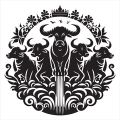 create Ox Silhouette Vector with white background 