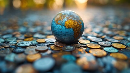 Globe atop diverse coins