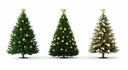 Fototapeta premium Decorated Christmas Tree on White Background
