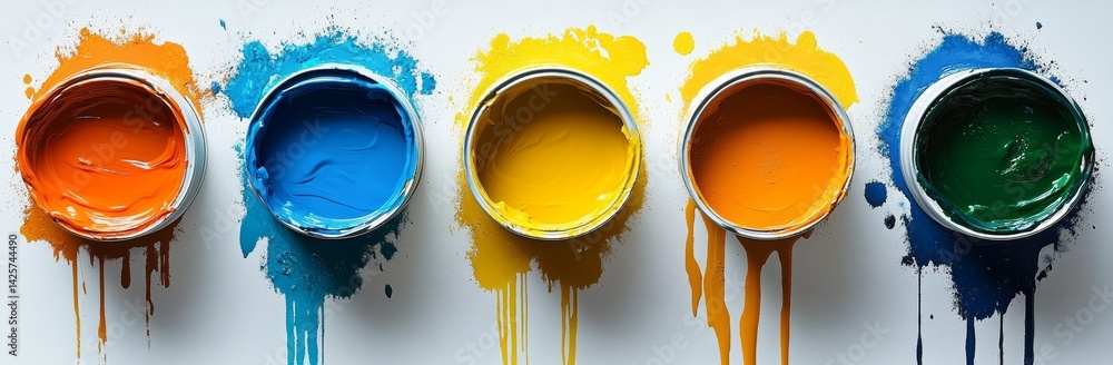 Poster a mesmerizing display of paint spills, with colors exploding outward, presents a unique platform for