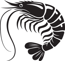 Shrimp silhouette vector, shrimp fish art icon