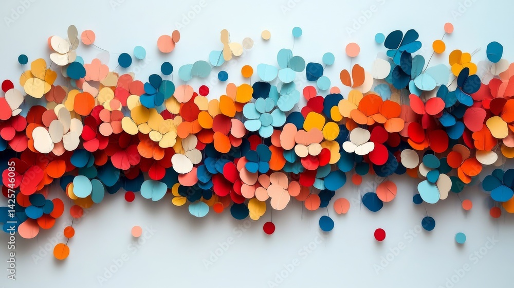 Poster a creative abstract design featuring colorful circles arranged in a unique pattern, showcases vibran