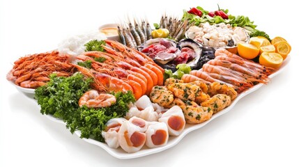 Vibrant Seafood Dishes on White Stall Display