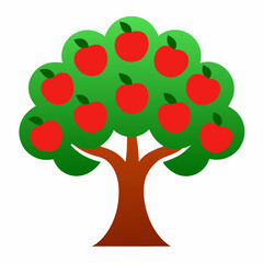 Apple Tree Vector – Stylized Red Apple Tree with Green Leaves for Education, Farm, and Organic Branding, the best apple tree vector