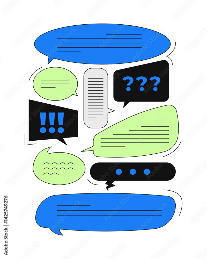 Poster online discussion chat bubbles 2d onboarding ui illustration. digital communication. forum comments.