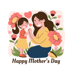 Happy Mother's Day with flowers. Vector illustration
