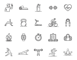 20 Fitness and Exercise Icons set
