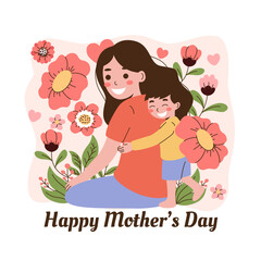 Happy Mother's Day with flowers. Vector illustration