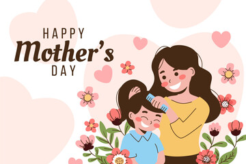Happy Mother's Day with flowers. Vector illustration