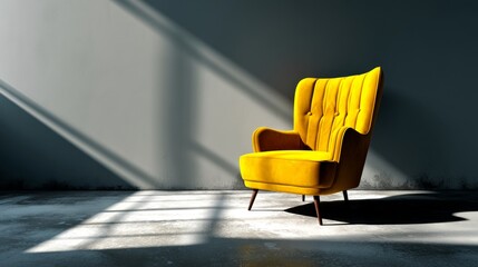 Isolated yellow armchair on white, a standout piece for modern interior visuals. 
