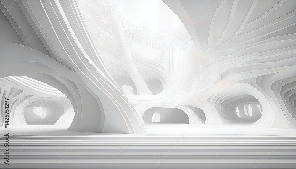 Poster Abstract Technology Background Minimalist Architecture Design in a Futuristic Mood, Blending Metallics and Neutrals with a Hint of Organic Textures