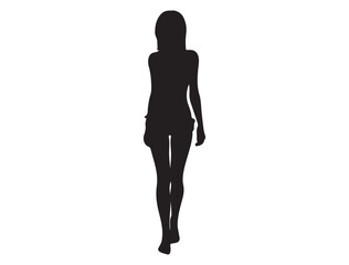 BIKINI GIRL SILHOUETTE WHITE BACKGROUND
