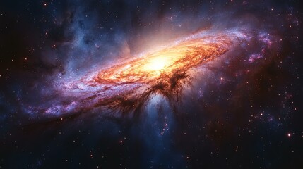 Breathtaking Spiral Galaxy with Radiant Core and Nebulous Arms Amidst Starry Cosmic Expanse