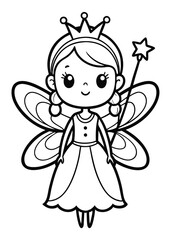 Fairy Coloring Page for Kids – Cute Magical Fantasy Character with Wings | Printable Coloring Book Sheet for Girls, Preschool, and Children’s Activity Pages