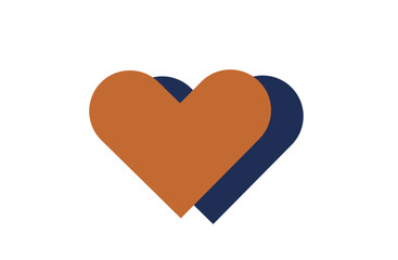Dark Orange Heart with Navy Shadow