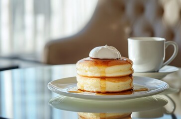 A picturesque luxury breakfast featuring souffle