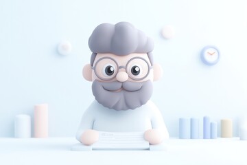 Naklejka premium Smiling man with glasses, thoughtful, examining documents