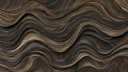 Fototapeta premium Intricate wavy pattern of authentic walnut grain showcasing precision detail in a natural wood surface