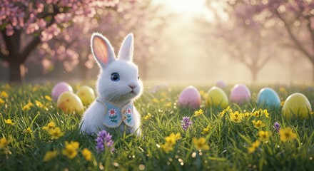 Fototapeta premium Adorable Easter Bunny in a Spring Meadow