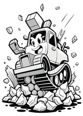 Bulldozer Coloring Page for Kids – Printable Construction Vehicle with Big Tracks and Front Blade | Heavy Equipment Coloring Book Sheet for Boys and Children Who Love Trucks and Building Machines
