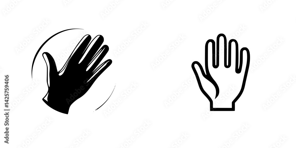 Poster black icon representing a hand gesture in a minimalistic design suitable for web and graphic use