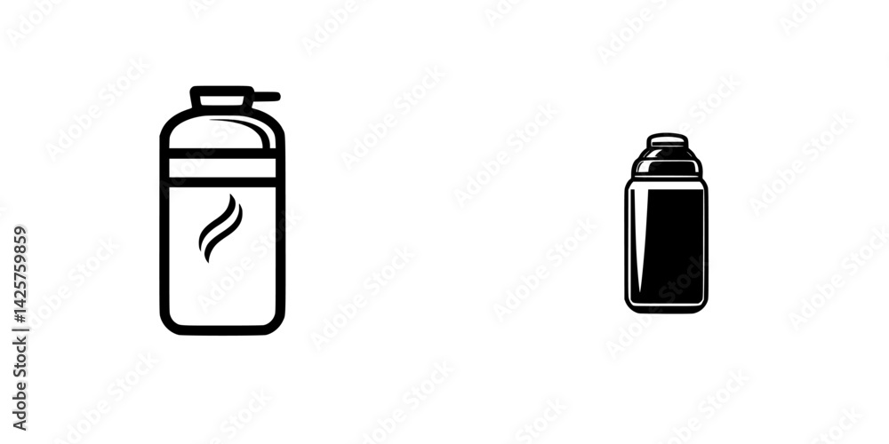 Poster black icon set featuring two distinct container designs for liquids or gases in a modern flat style