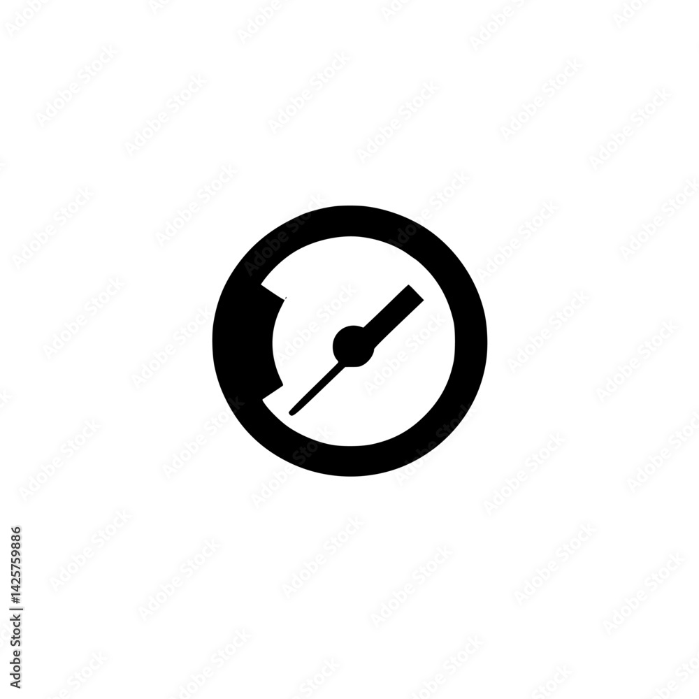 Poster black gauge icon representing measurement or speed in a minimalist design, suitable for various appl