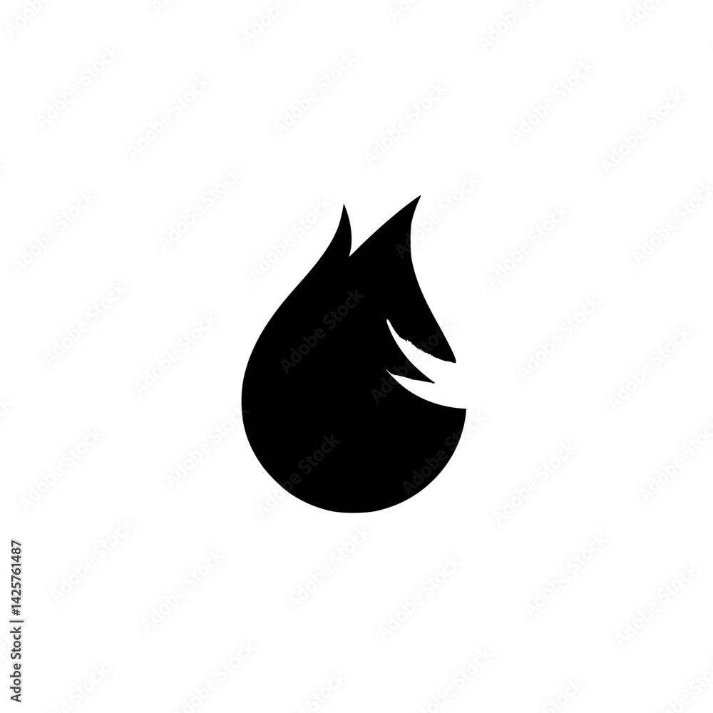 Poster set of simple black flame icons suitable for use in graphic design, digital media or branding projec