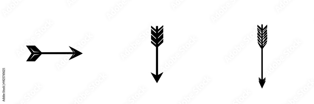 Poster set of black arrow icons indicating different directions and styles suitable for design projects and