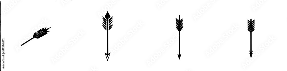 Poster black icon set featuring various arrow designs suitable for digital and print projects