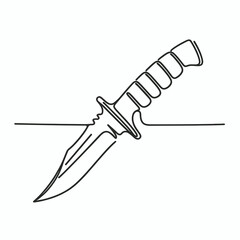 Obraz premium Continuous line drawing of a knife on a plain background 