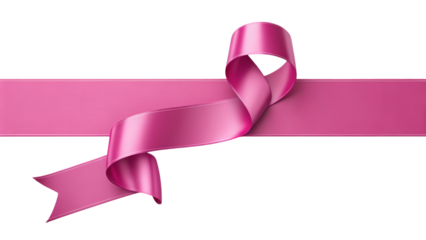 A delicate pink ribbon, a symbol of hope and resilience, gracefully forming a loop of support and awareness against a clean white backdrop.
