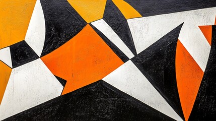 Abstract Orange Black White Art.