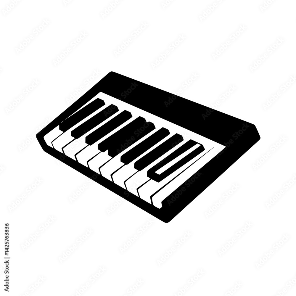 Aufkleber black icon of a keyboard instrument showing keys in a flat design representing music and creativity