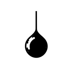 Black icon of a droplet shape suspended from a thin line against a white background, ideal for design elements
