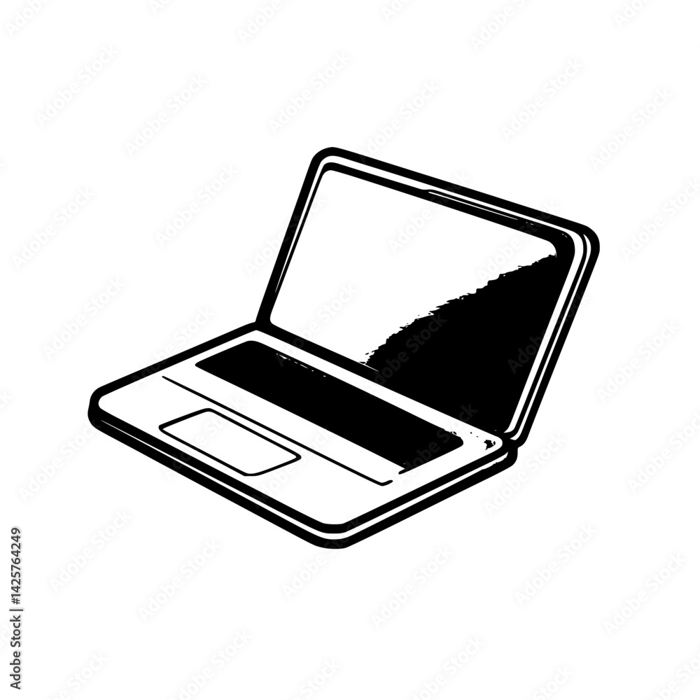 Aufkleber black icon of a laptop computer designed in a minimalist style for digital applications and graphic 