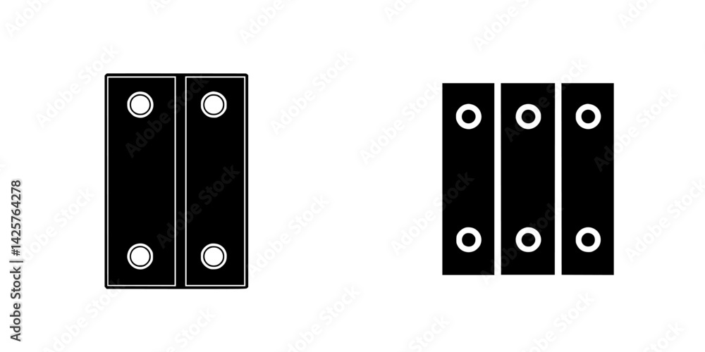 Aufkleber black icon of a set, featuring a pair of rectangular shapes aligned vertically and a trio arranged h