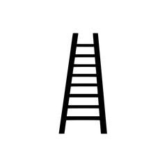 Black icon representing a ladder in a minimalist design suitable for various applications in construction and safety