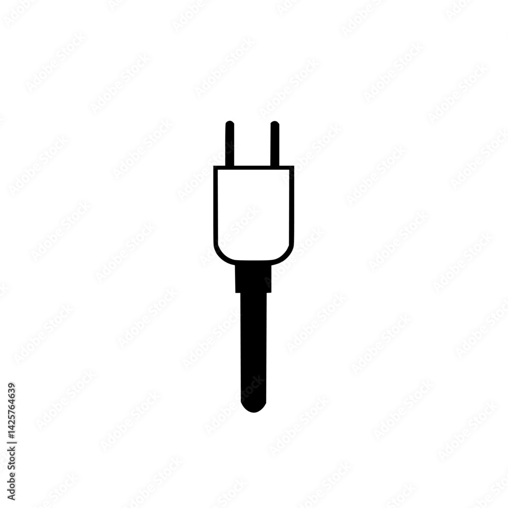 Poster black icon representing a plug against a simple white background for use in various design projects