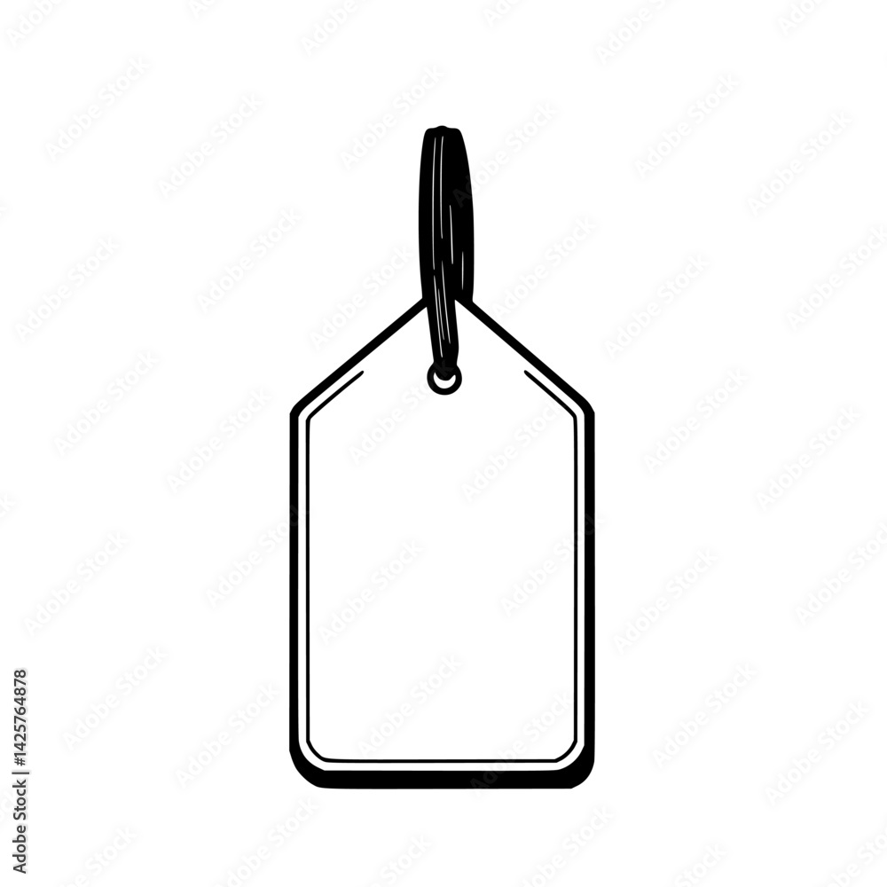 Poster blank black icon of a tag with a simple design and hook for various labeling purposes in digital gra