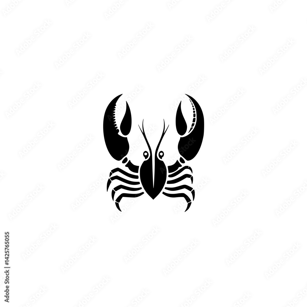Poster black icon of a crab displayed on a white background ideal for use in various design contexts