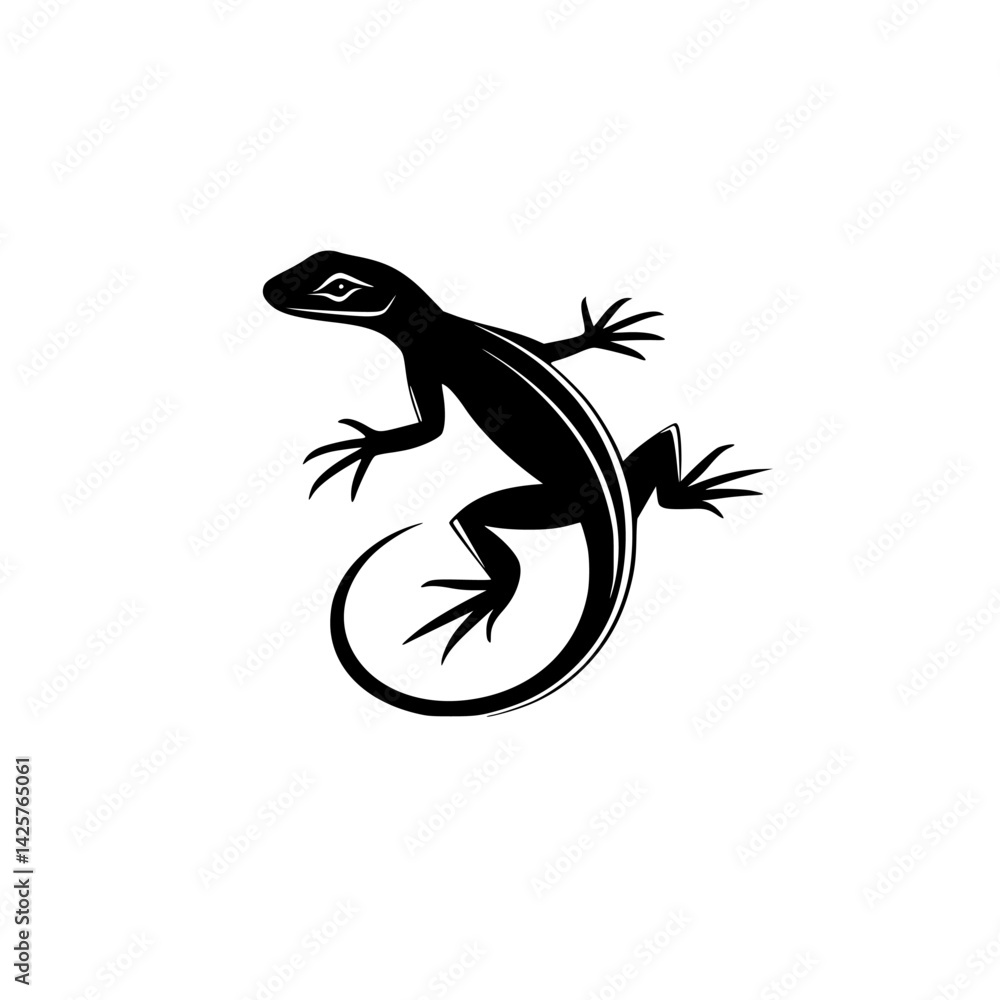 Poster black icon of a lizard designed for digital or graphic use suitable for various artistic application