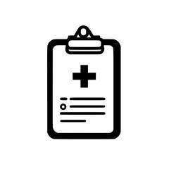Fototapeta premium Set black icon representing a medical clipboard with a cross symbol showcasing health information and documentation